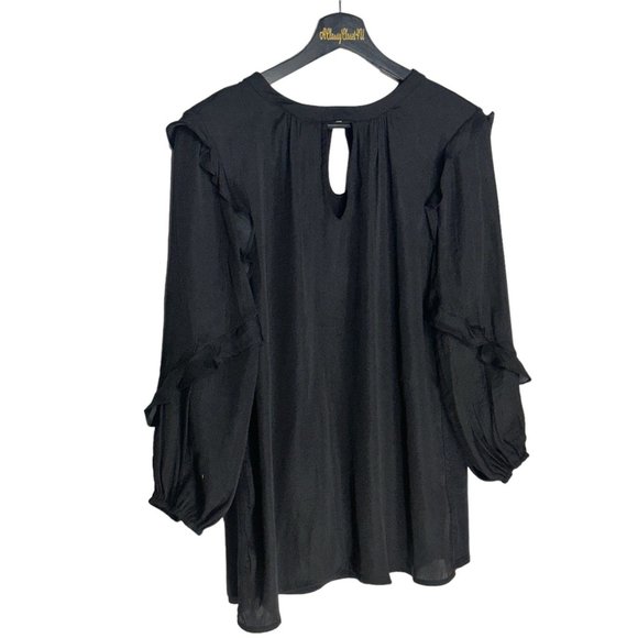 Dolan Black Ruffled Trim Keyhole Blouse S - Picture 11 of 13